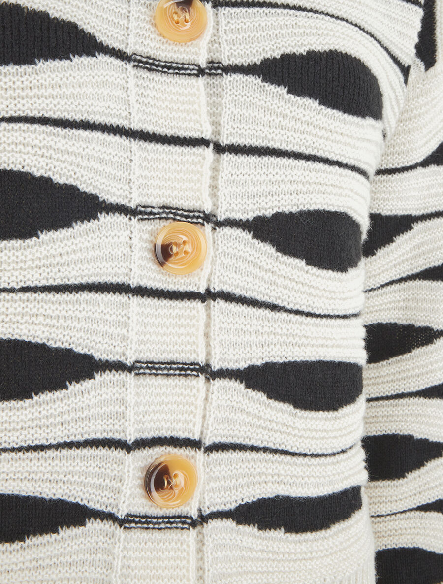 Gilet en maille motif zigzag - Noir/blanc - 3