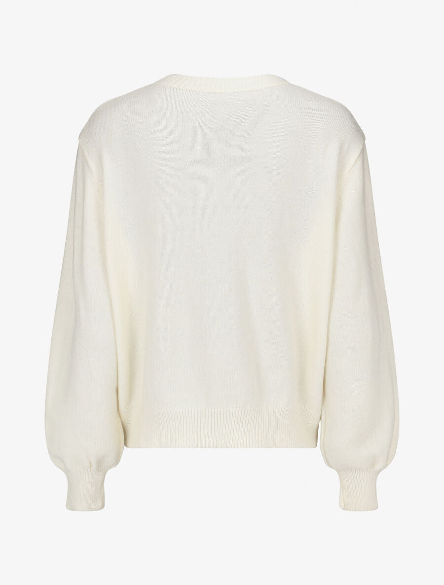 Pull brodé uni - Crème - 2