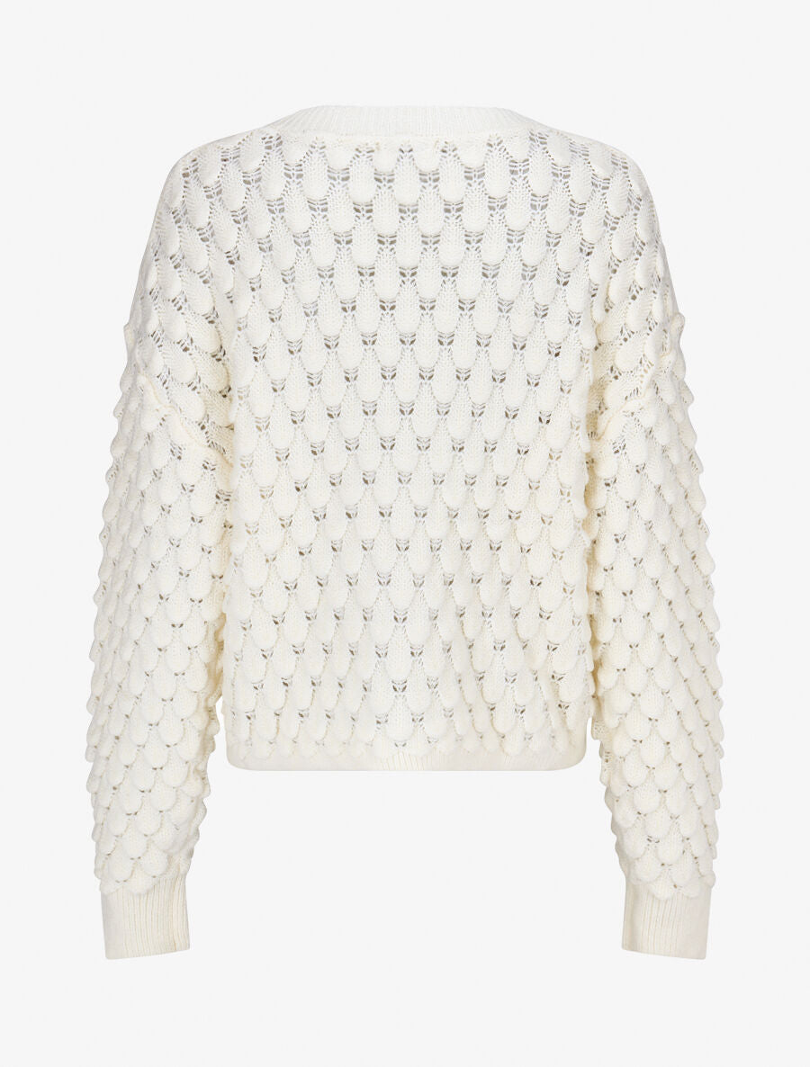 Pull en maille uni texturé - Crème - 2