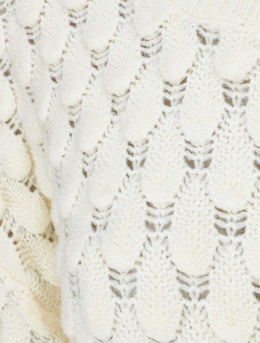 Pull en maille uni texturé - Crème - 3