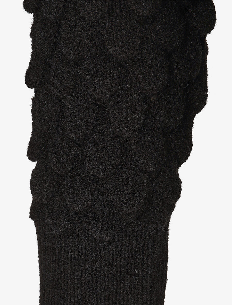 Pull en maille uni texturé - Noir - 3