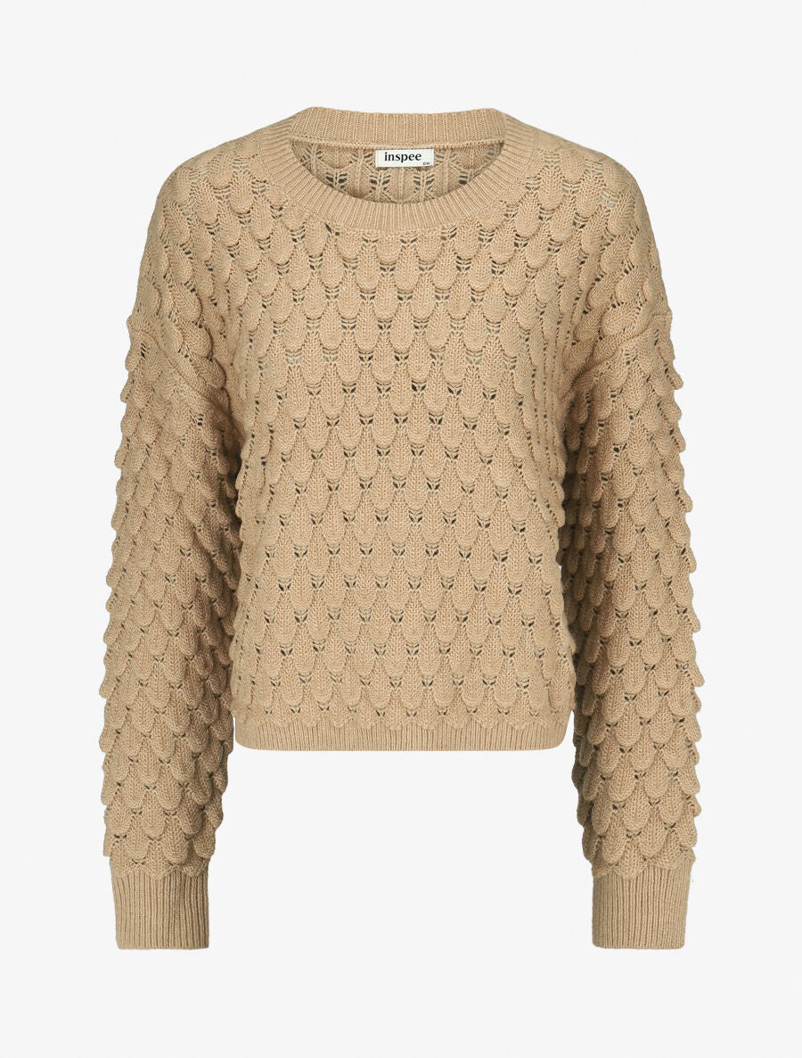 Pull en maille uni texturé - Beige - 5