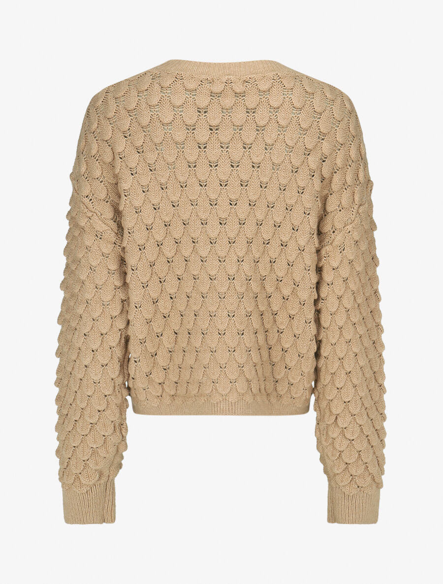 Pull en maille uni texturé - Beige - 2