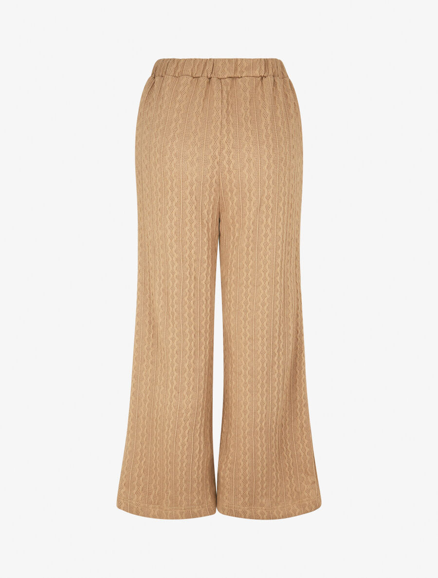 Pantalon fluide uni texturé - Taupe - 2