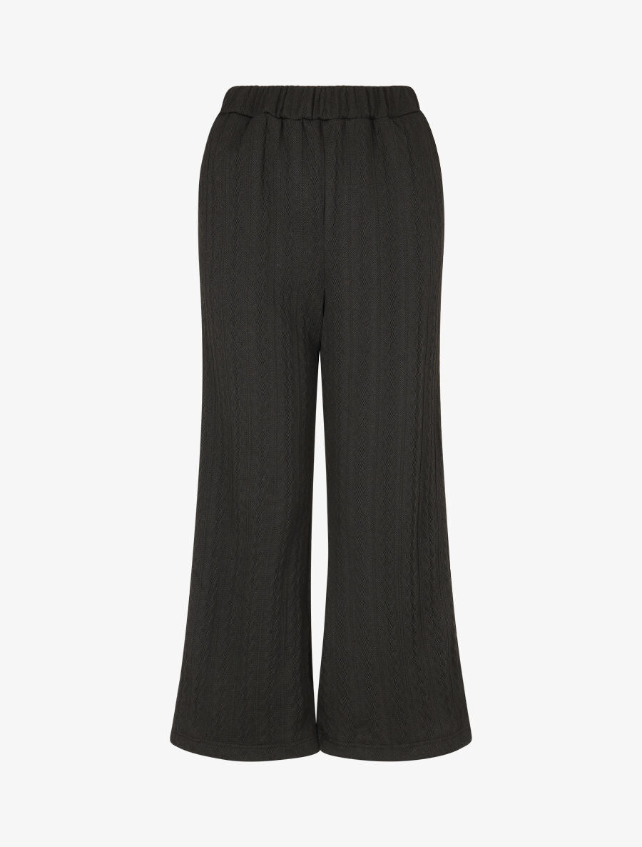 Pantalon fluide uni texturé - Noir - 1