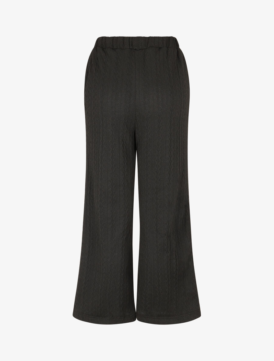 Pantalon fluide uni texturé - Noir - 2