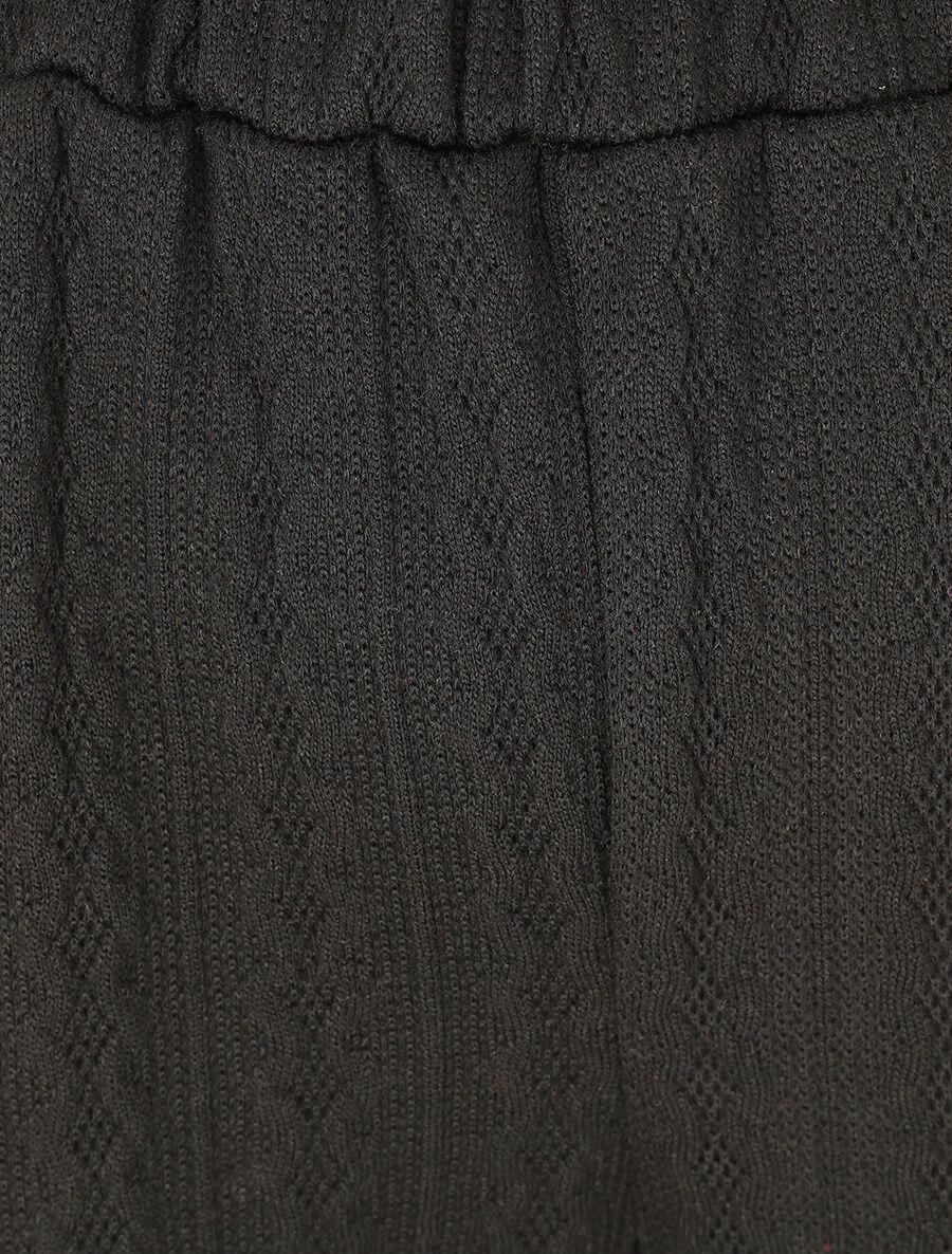 Pantalon fluide uni texturé - Noir - 3