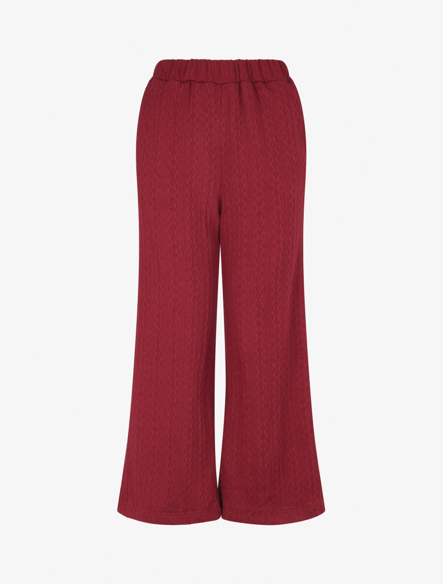 Pantalon fluide uni texturé - Bordeaux - 4
