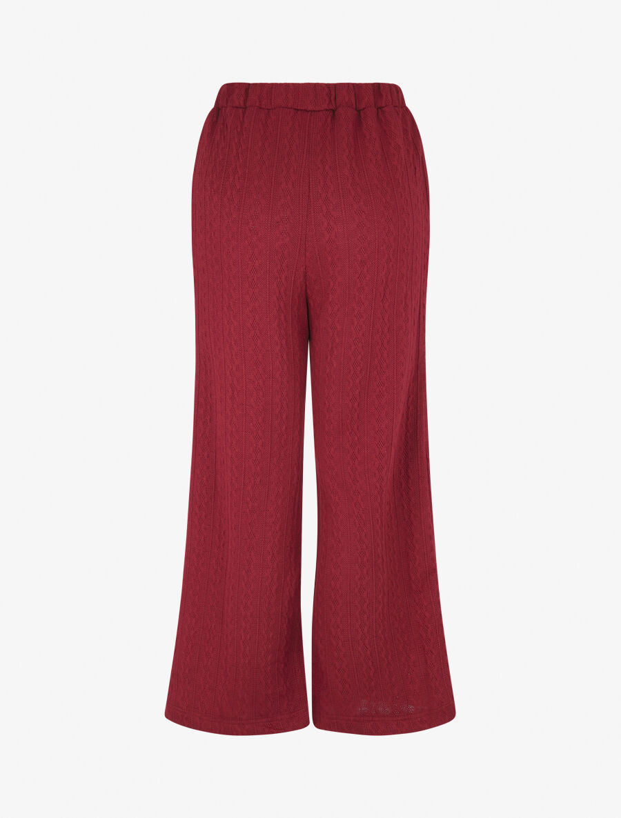 Pantalon fluide uni texturé - Bordeaux - 2