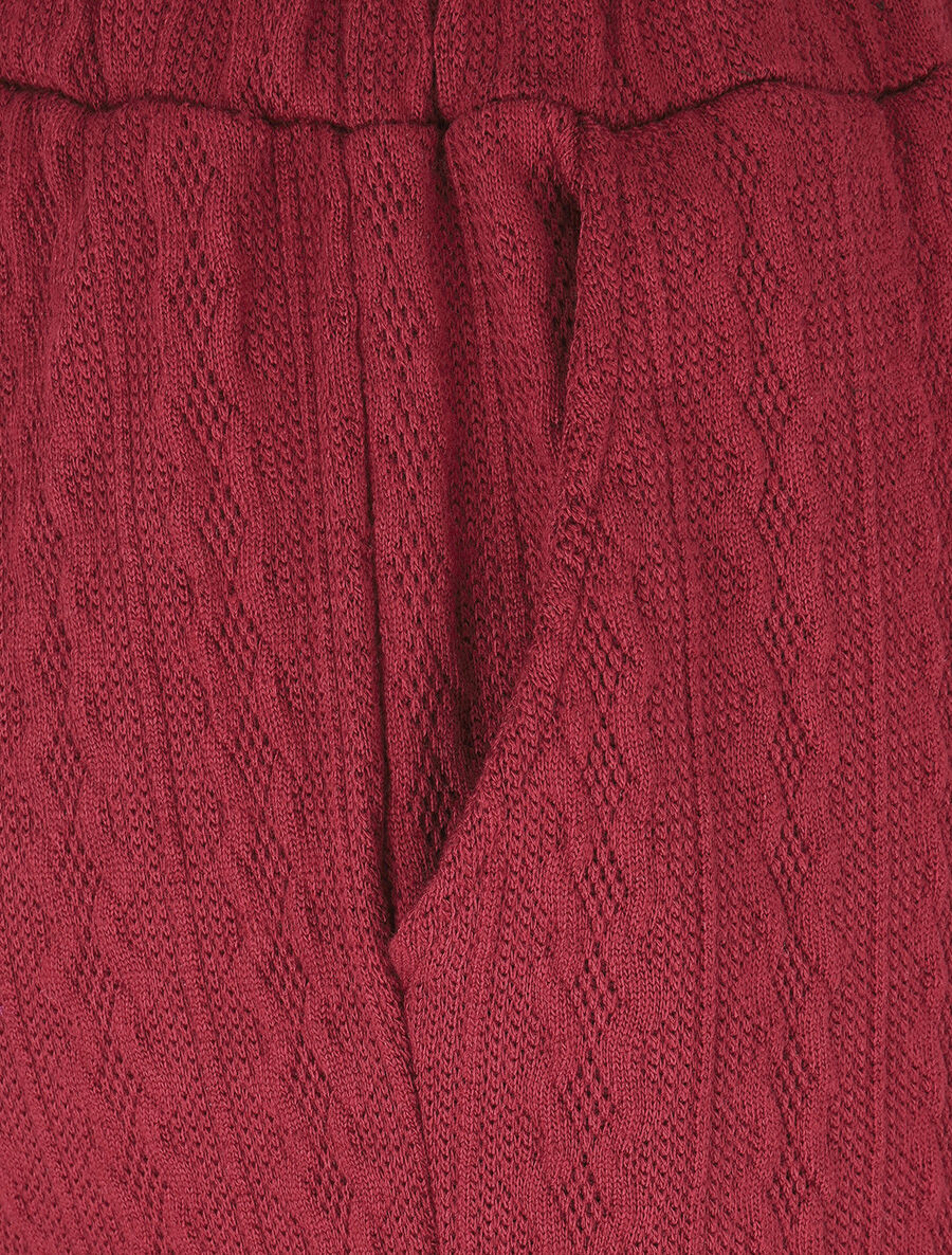 Pantalon fluide uni texturé - Bordeaux - 3