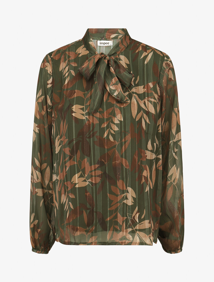 Robe chemisier en popeline de coton légère, vert militaire léger - L