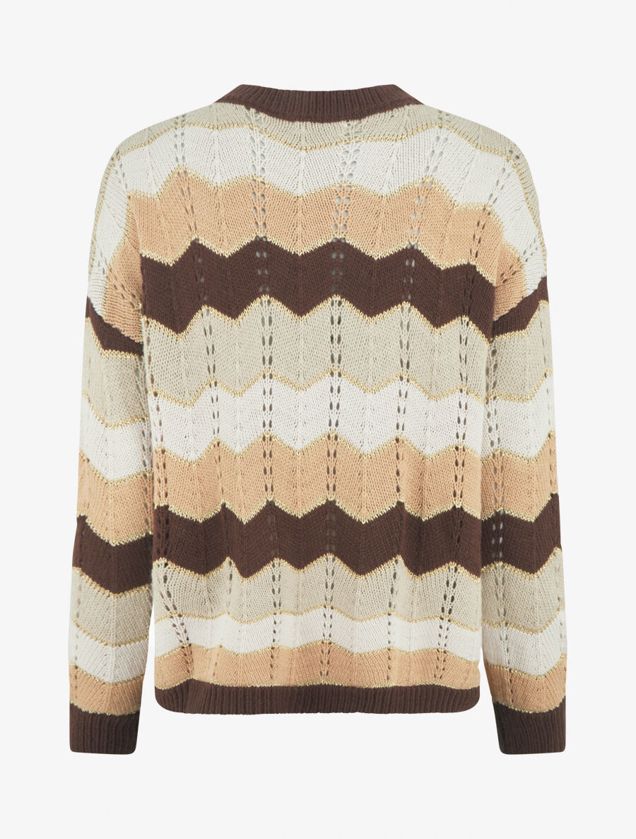 Pull à imprimé zigzag irisé - Marron - 2