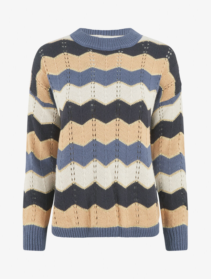 Pull à imprimé zigzag irisé - Bleu - 4