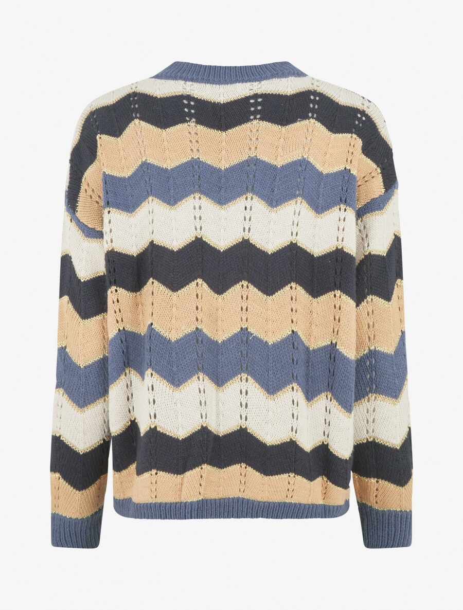 Pull à imprimé zigzag irisé - Bleu - 2