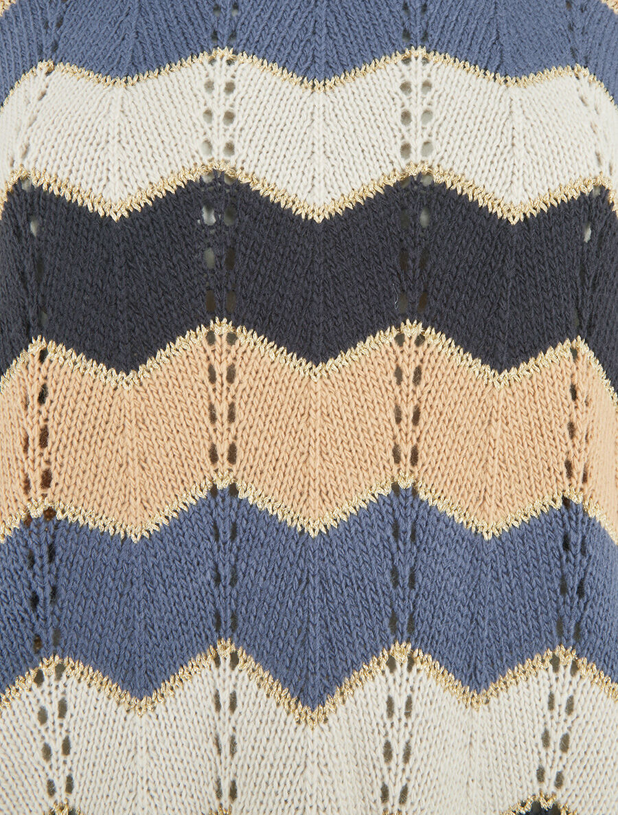 Pull à imprimé zigzag irisé - Bleu - 3
