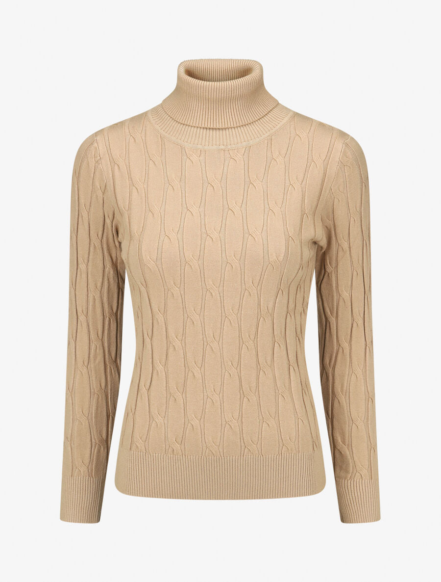 Pull fin à col roulé - Beige - 1