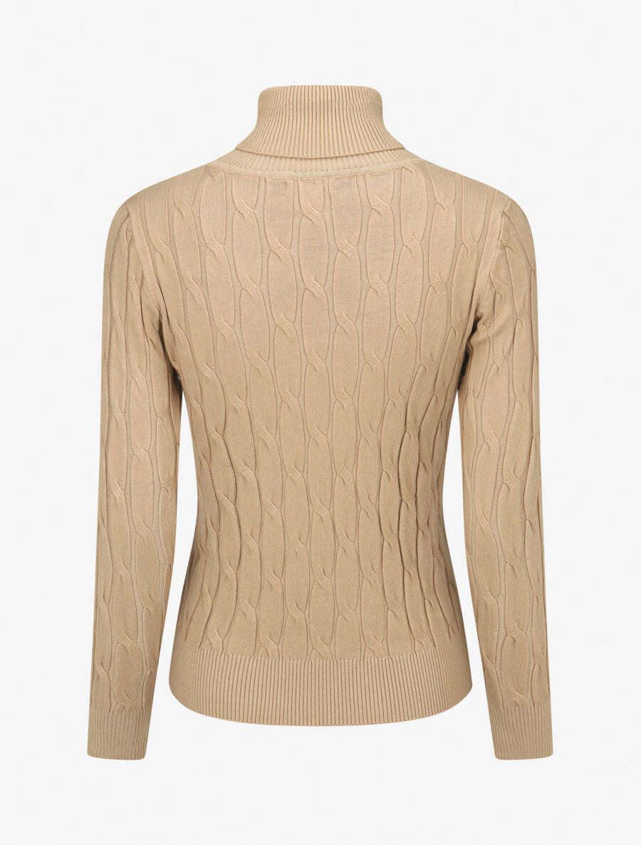 Pull fin à col roulé - Beige - 2