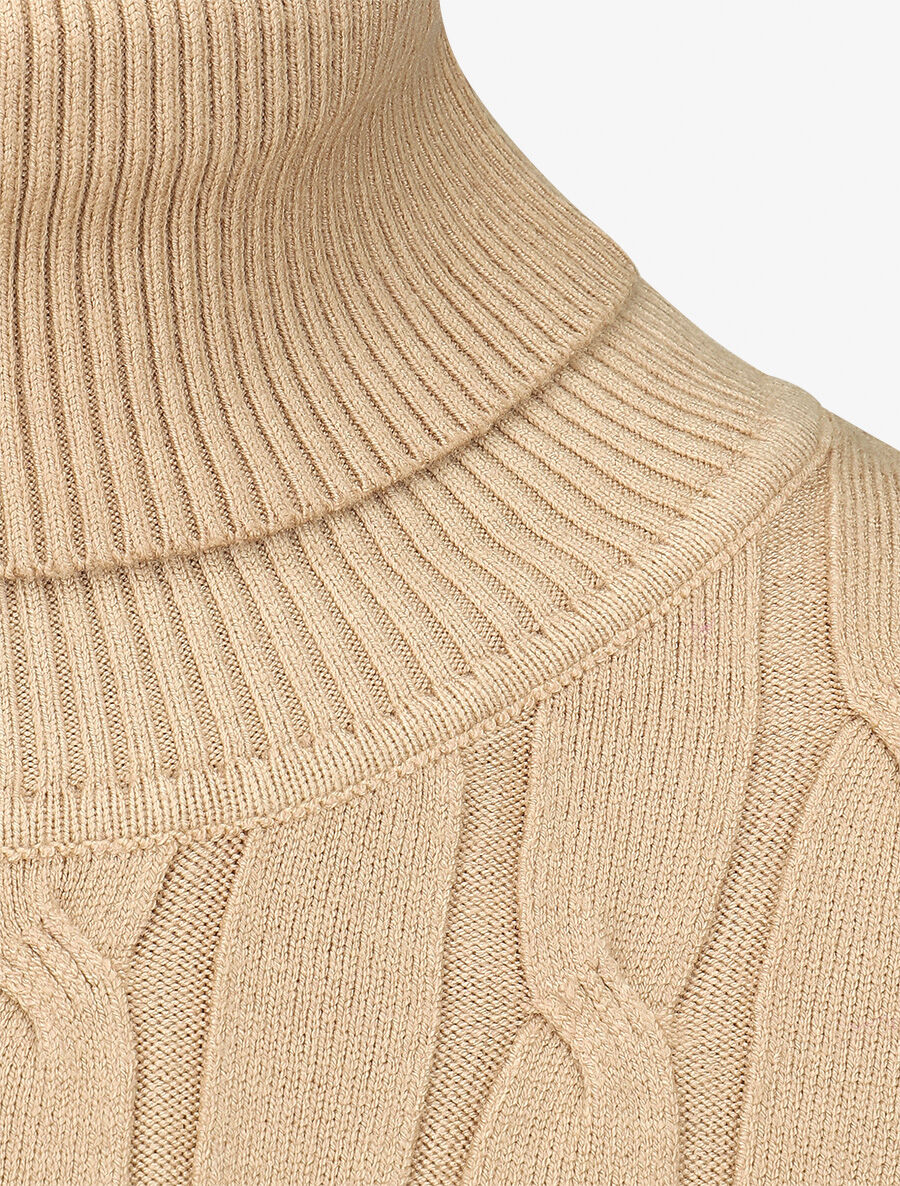 Pull fin à col roulé - Beige - 3