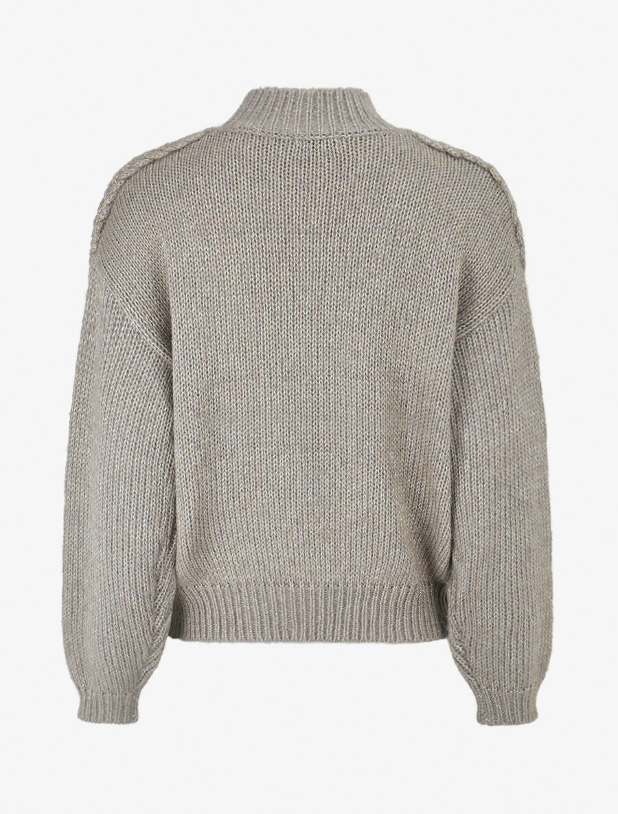 Pull uni irisé à col rond - Gris - 2