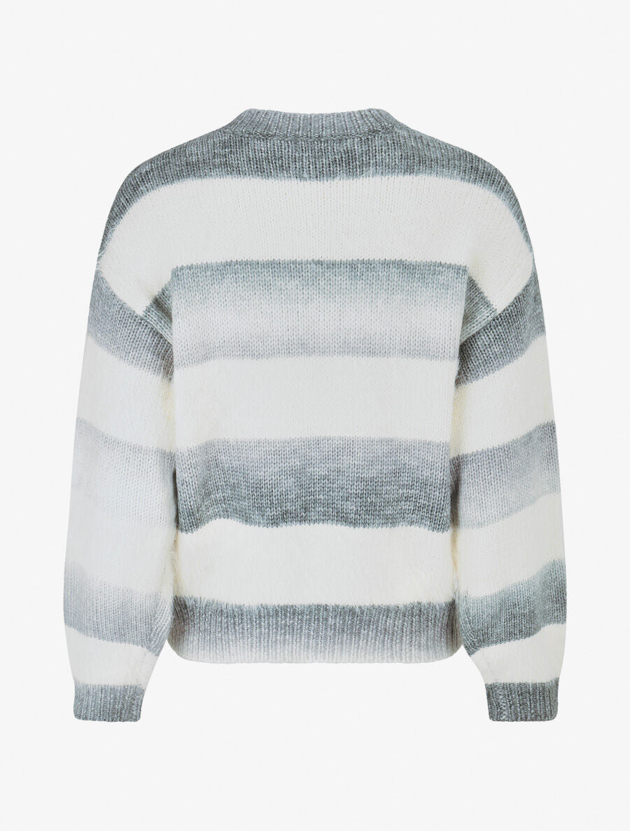 Pull duveteux rayé - Gris - 2