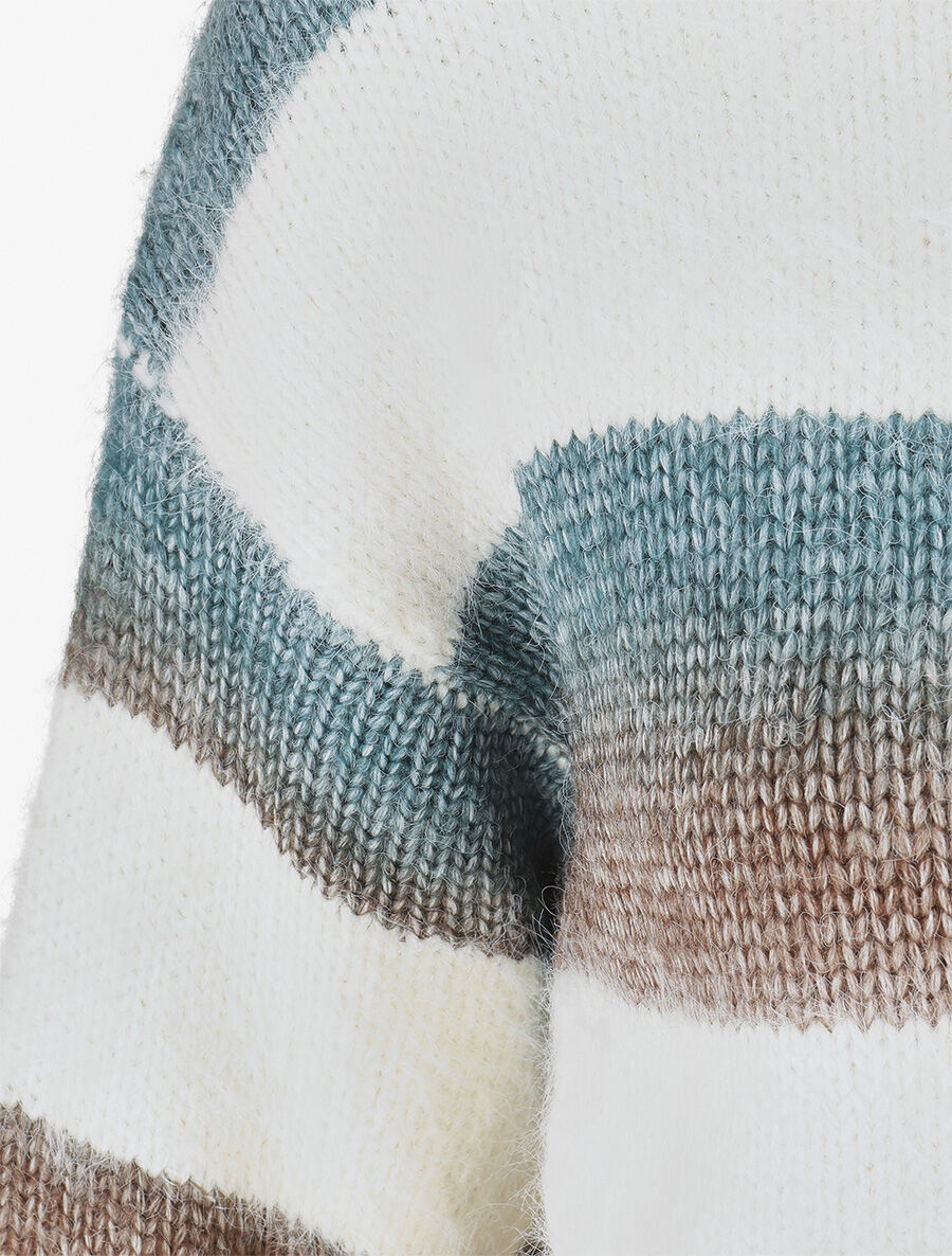 Pull duveteux rayé - Bleu canard - 3
