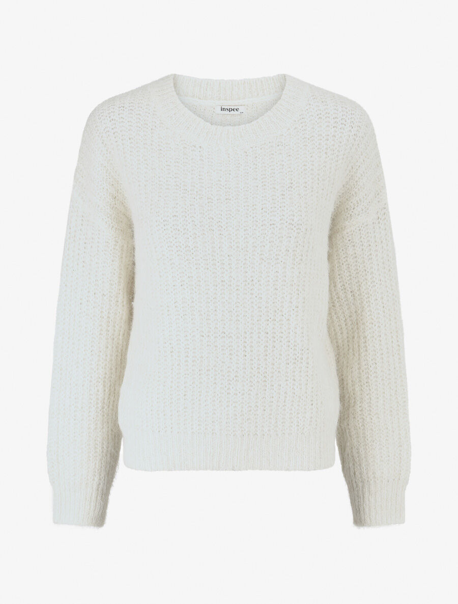 Pull duveteux uni irisé - Blanc - 4