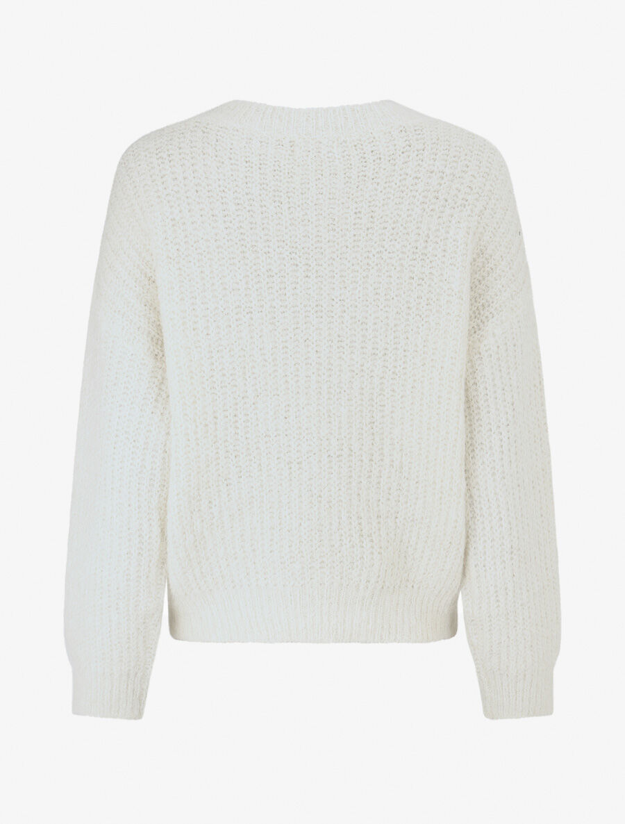 Pull duveteux uni irisé - Blanc - 2