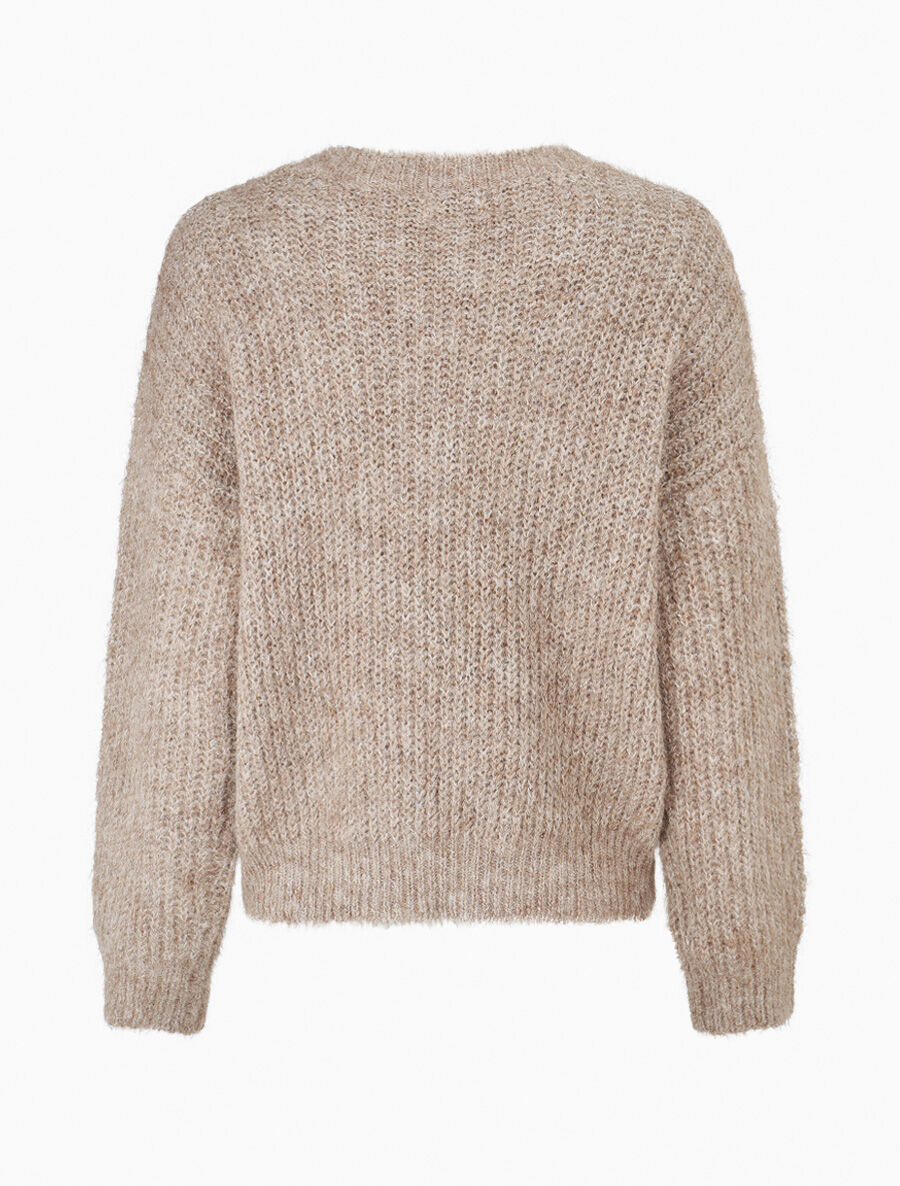 Pull duveteux uni irisé - Taupe - 2