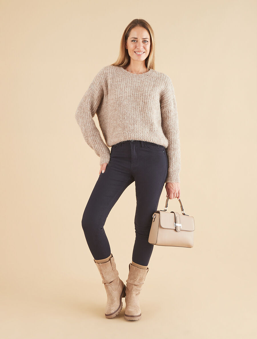 Pull duveteux uni irisé - Taupe - 4