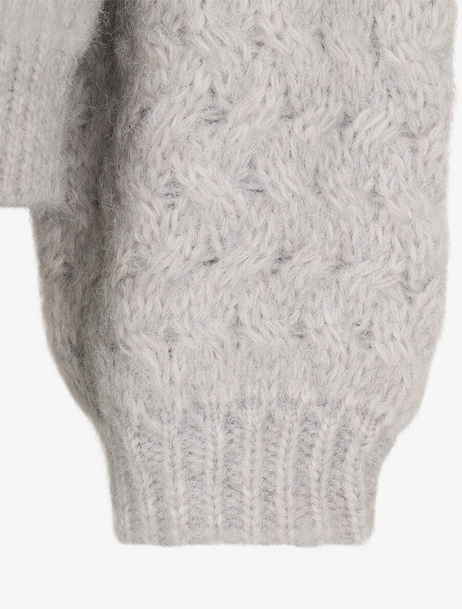 Pull uni en maille à col montant - Gris - 3