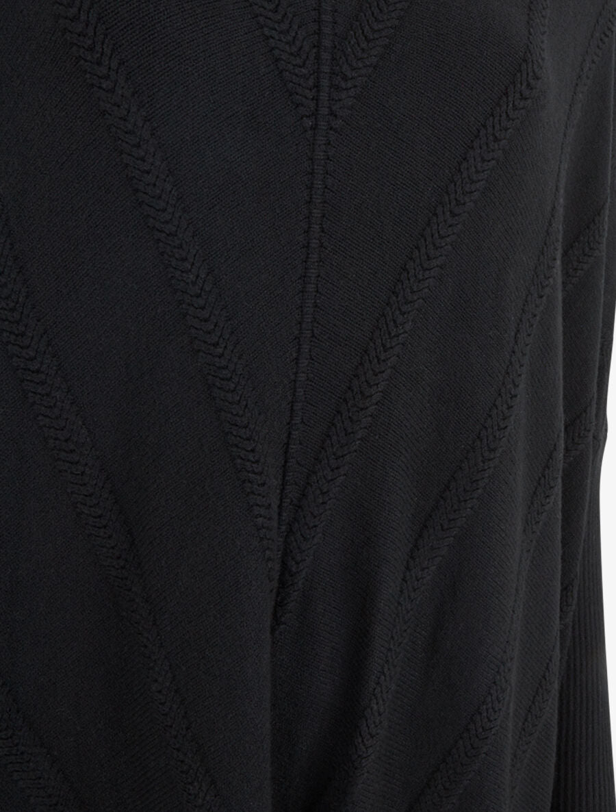 Pull long uni à col roulé - Noir - 3