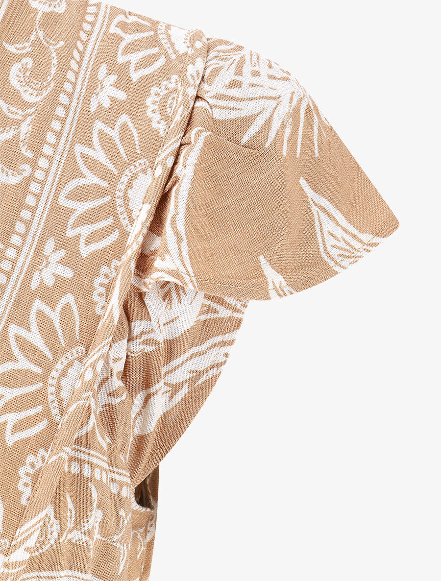 Robe longue imprimé tropical - Beige - 3