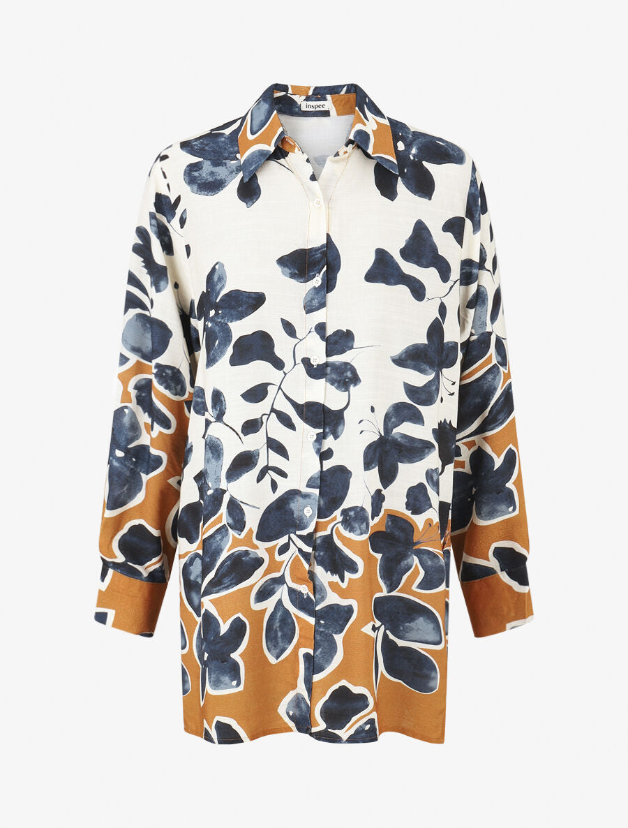 Ensemble chemise et pantalon imprimé floral - Marine - 3