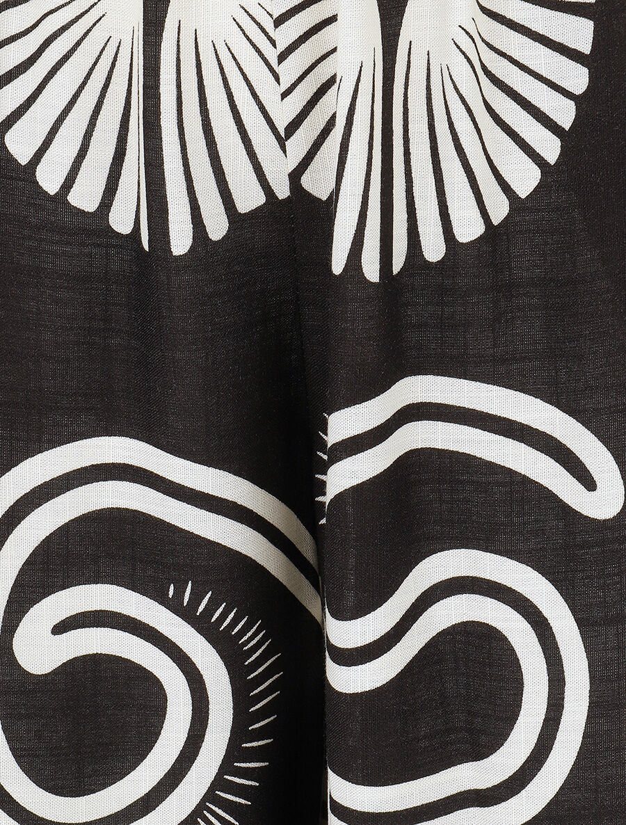 Pantalon fluide à taille élastiquée imprimé fantaisie - Noir - 3
