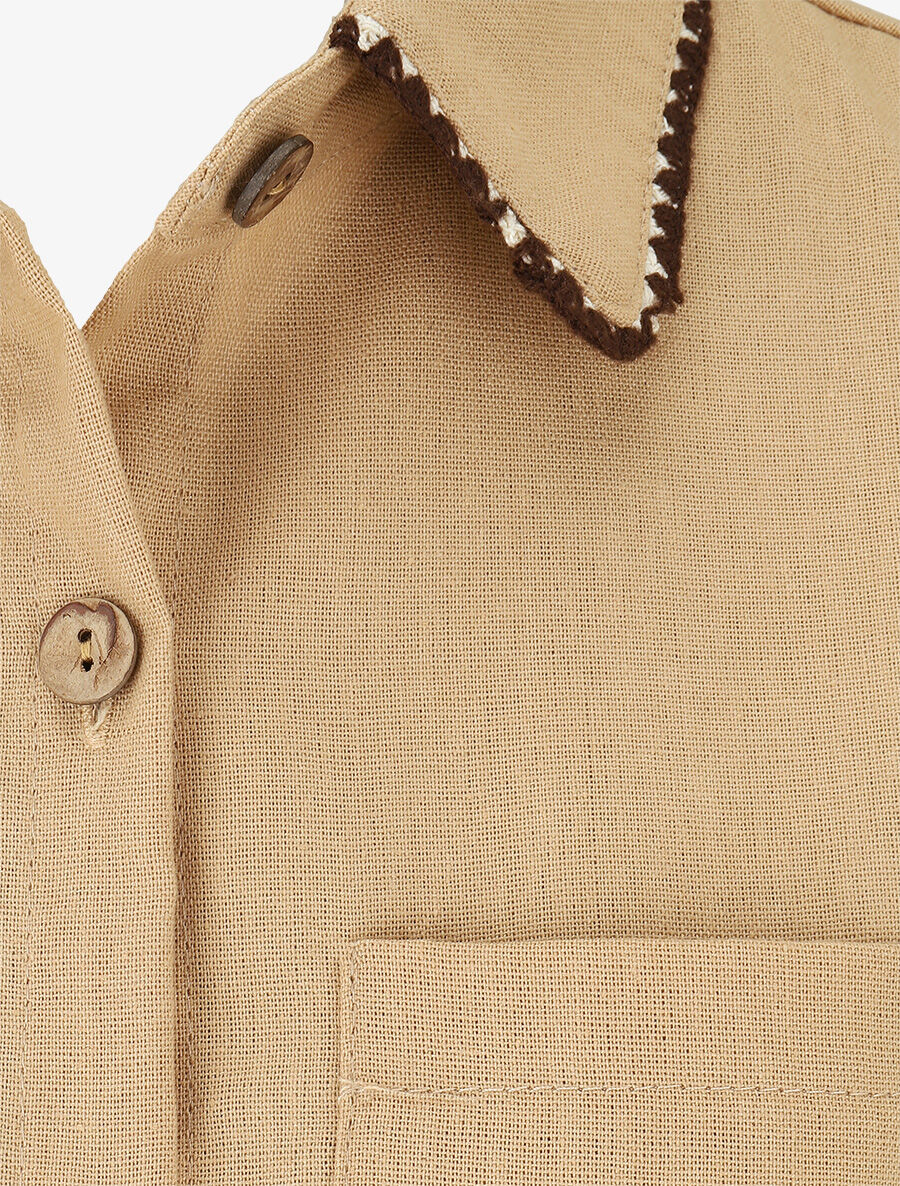 Chemise en lin sans manches à noeud - Beige - 3