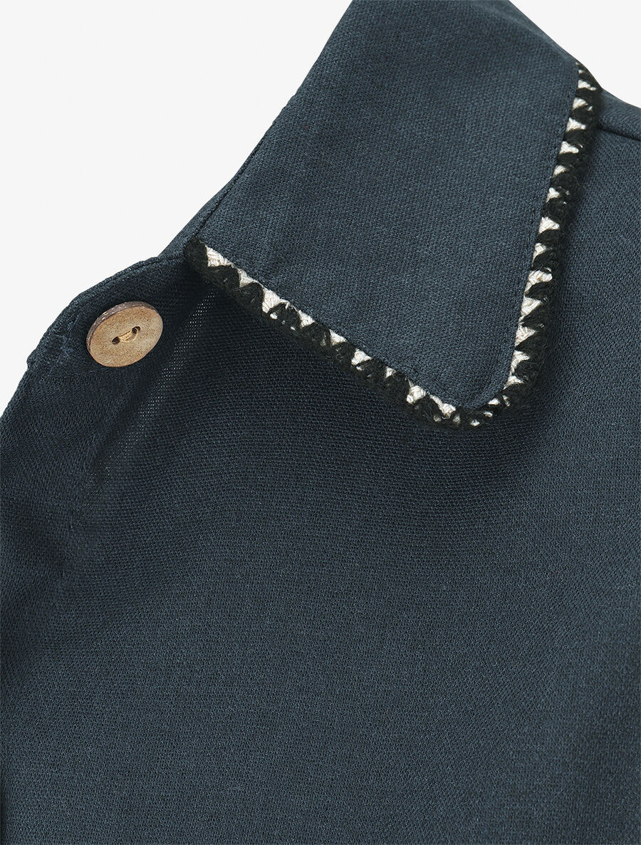 Chemise en lin sans manches à noeud - Bleu pétrole - 3