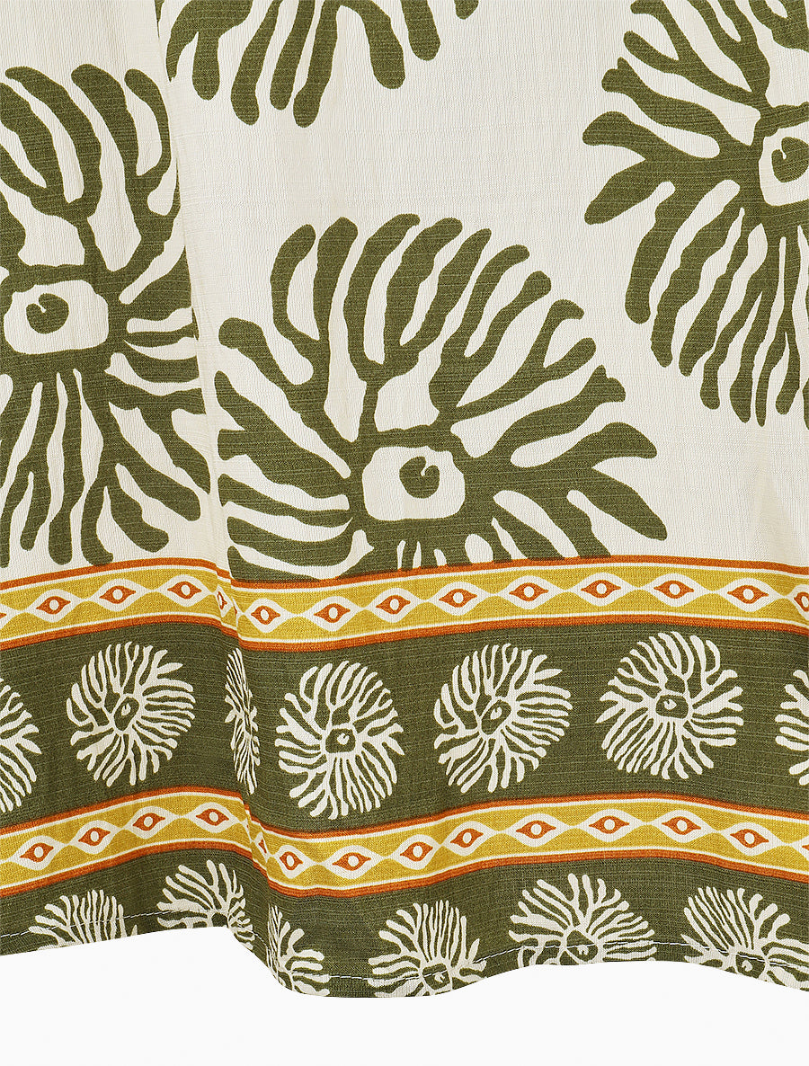 Jupe longue style corset imprimé coraux - Kaki - 3