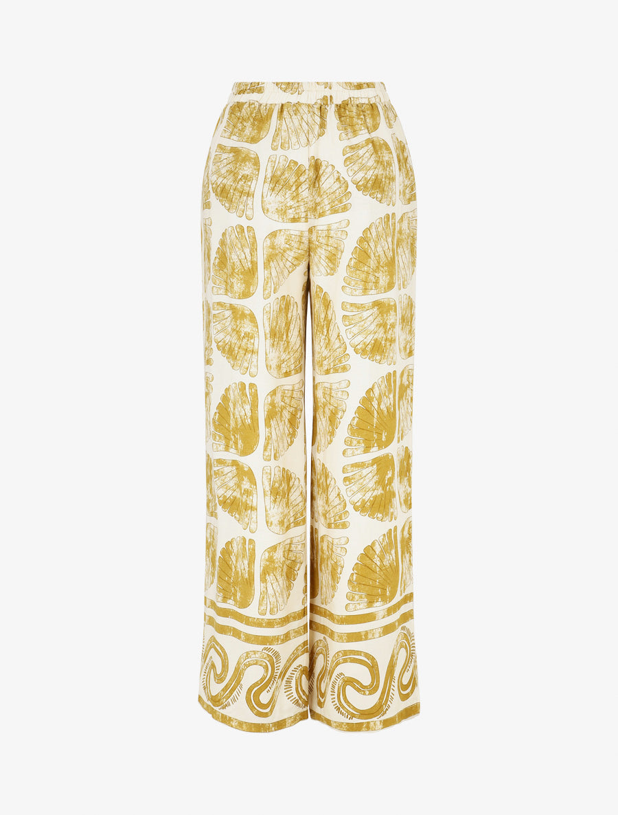 Pantalon droit taille haute imprimé fantaisie - Jaune - 2