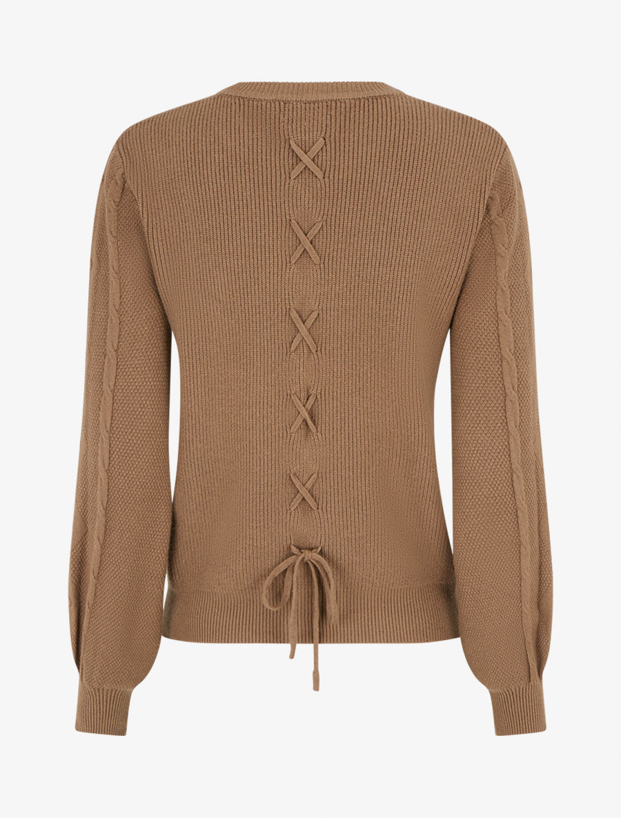 Pull droit à dos style corset - Taupe - 2