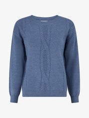 Pull coupe droite effet tressé - Bleu charrette - 1