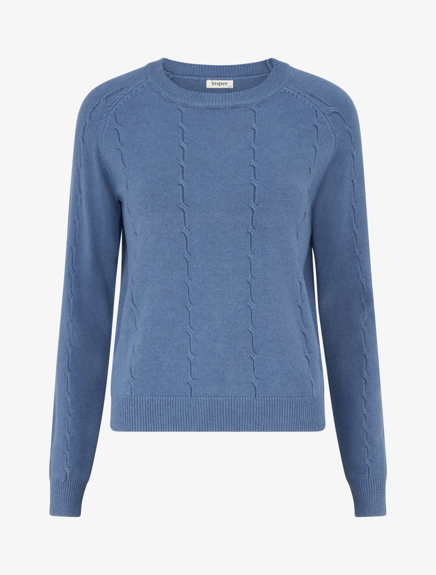 Pull en maille stylisée coupe droite - Bleu charrette - 1