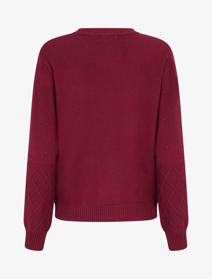 Pull en maille style pois coupe droite - Lie de vin - 2
