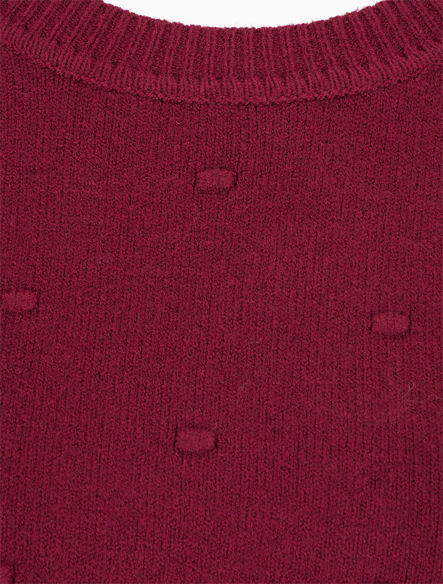 Pull en maille style pois coupe droite - Lie de vin - 3