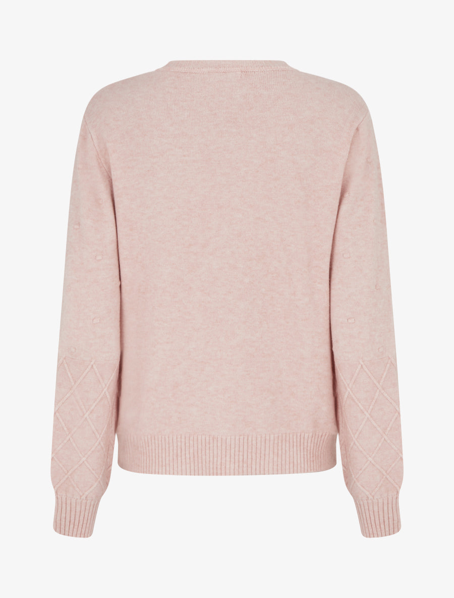 Pull en maille style pois coupe droite - Rose - 2