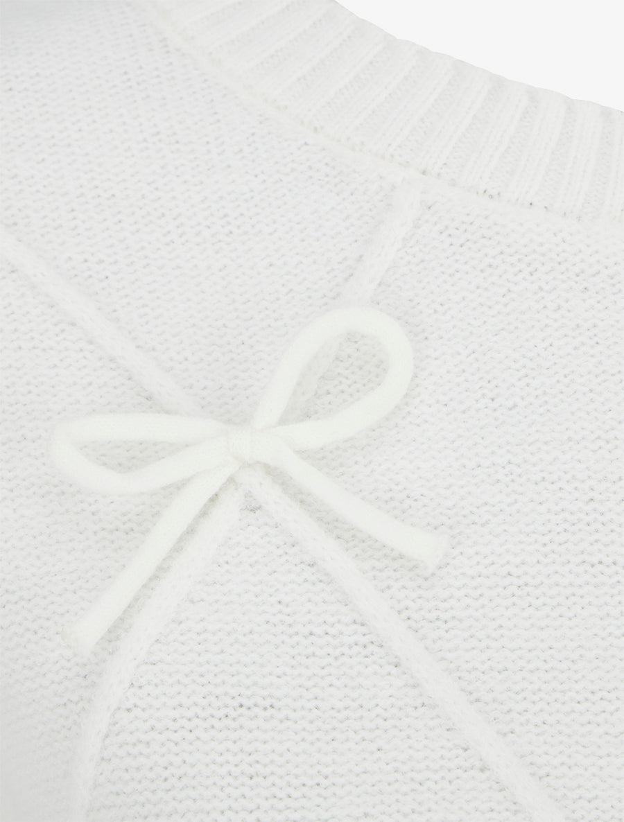 Pull uni à nœuds décoratifs - Blanc - 3
