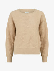 Pull uni en maille texturée - Taupe - 1