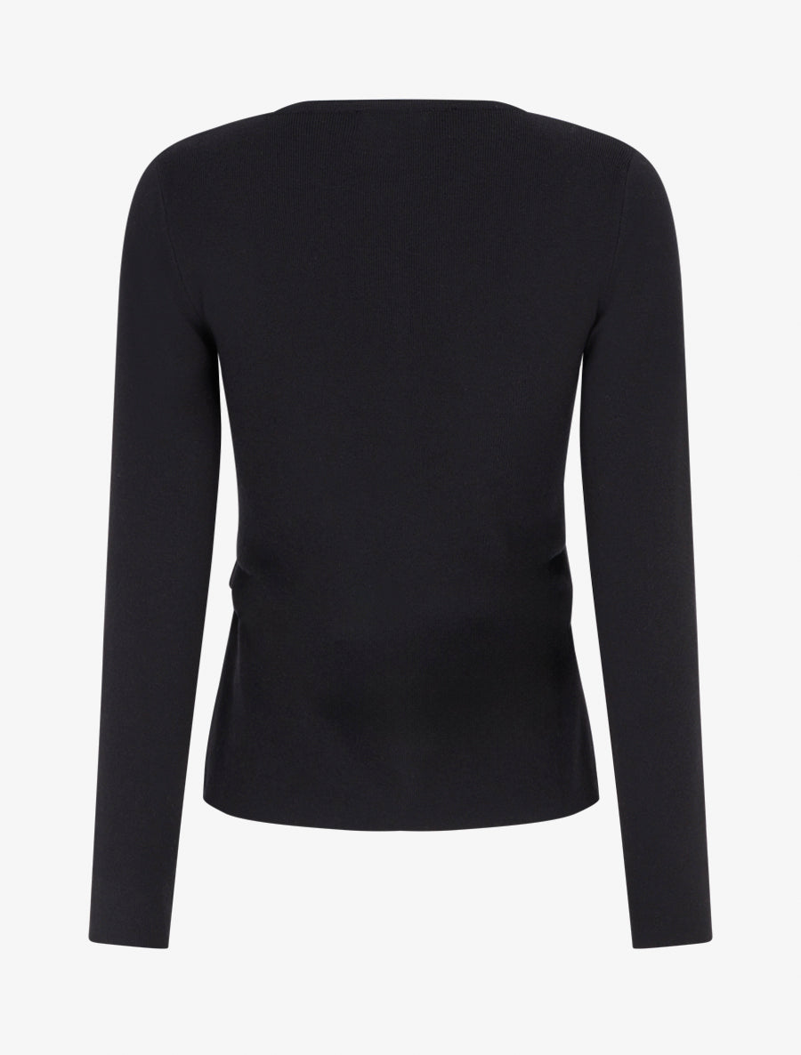 Pull asymétrique à empiècement bijou M - Noir - 2