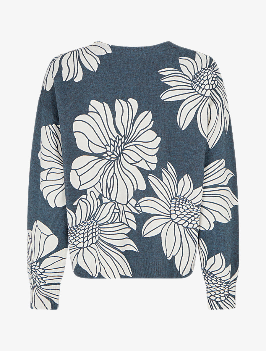 Pull à imprimé floral - Bleu gris - 2