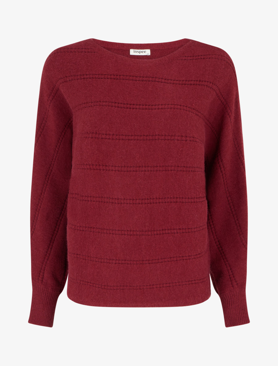Pull uni à col rond - Bordeaux - 1