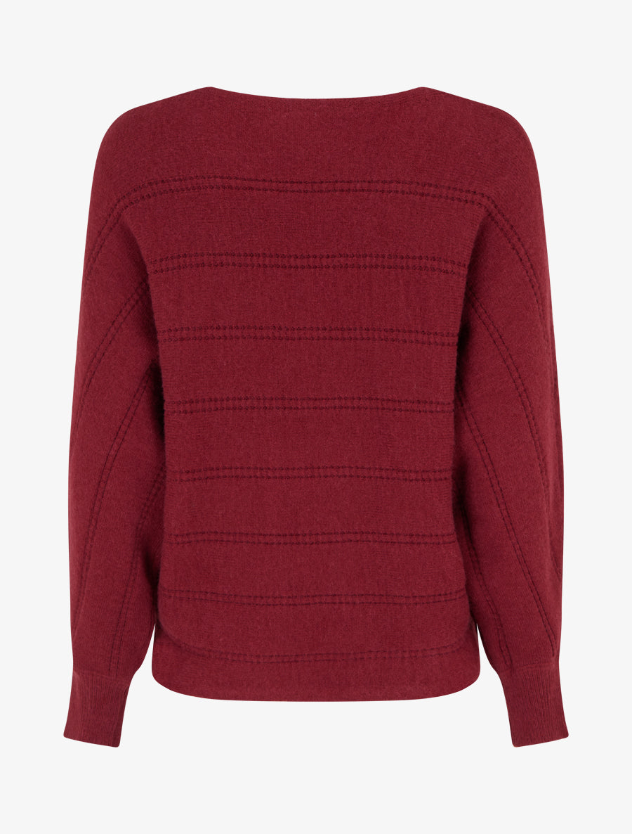 Pull uni à col rond - Bordeaux - 2